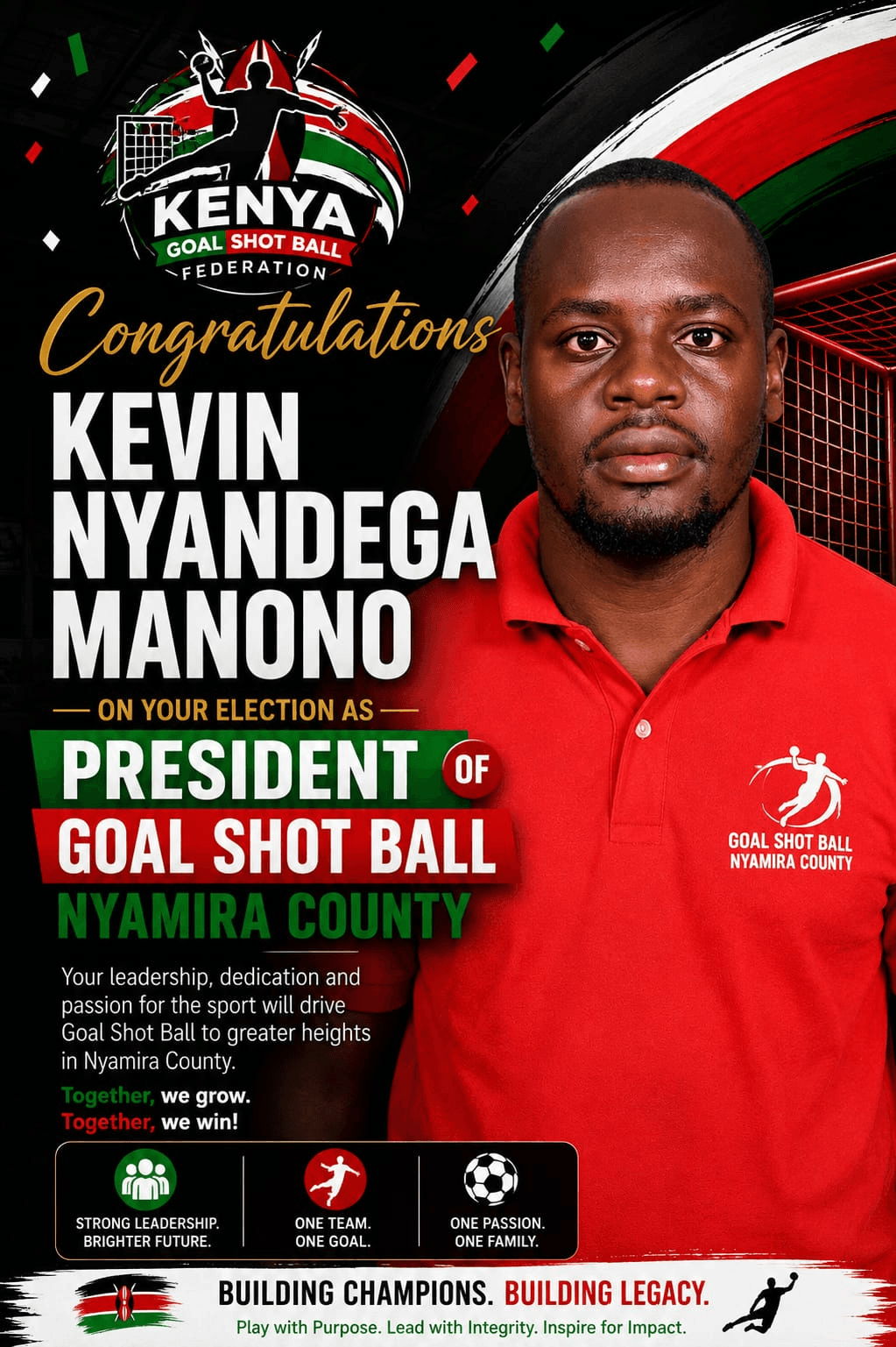 Kevin Nyandega Manono — President, Goal Shot Ball Nyamira County